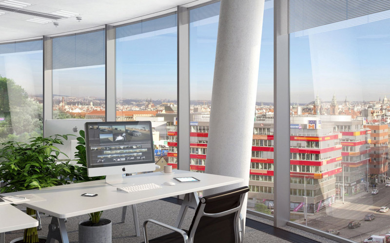 Pronájem, Kanceláře s terasou, 265m² - Praha 5 - Smíchov