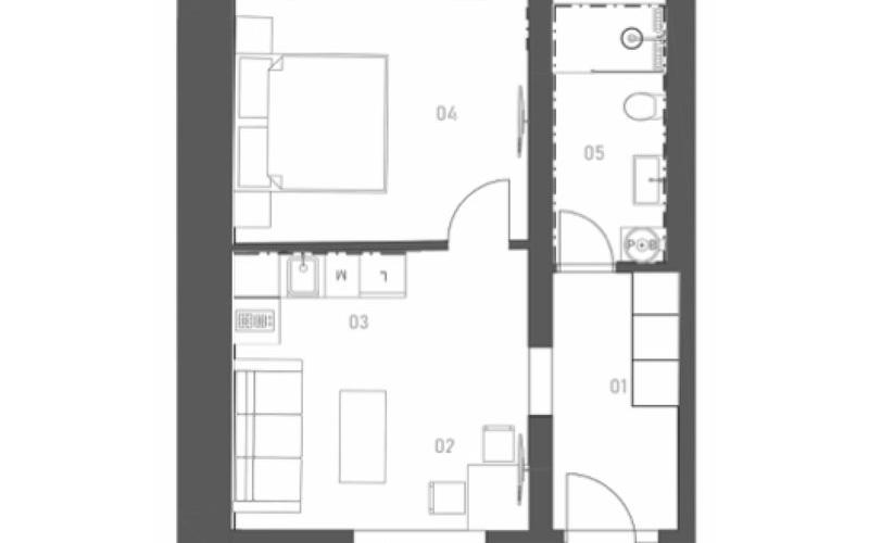 Rezidence Trojka - vzorový apartmán 2+kk B1