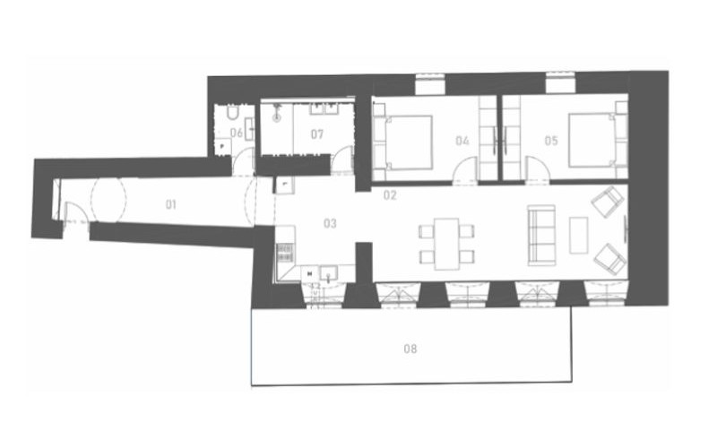 Rezidence Trojka - vzorový apartmán 3+kk A4